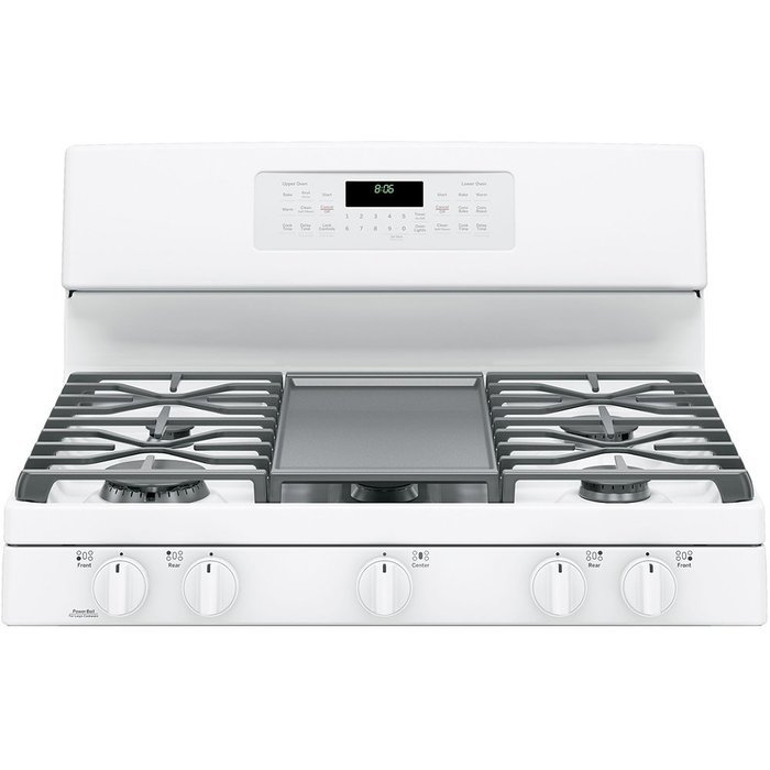 GE JGB860DEJWW 30" White Gas Sealed Burner Double Oven Range - Convection N3