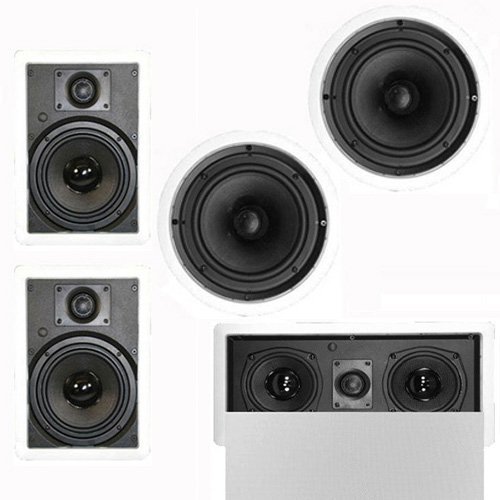 Theater Solutions 5.1 Home Theater 8" and 6.5" Speakers with Center 10" Powered Sub and More TS6W8CL51SET4