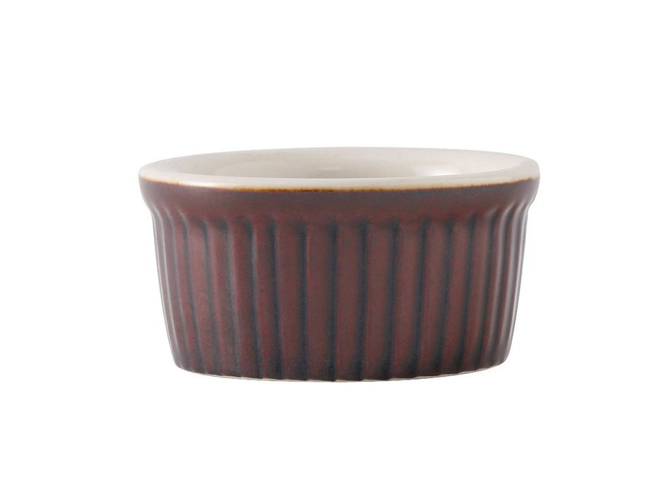Tuxton B1X-0352 Vitrified China Ramekin, Fluted, 3-1/2 oz, 3-1/4", Caramel/Eggshell (Pack of 48)
