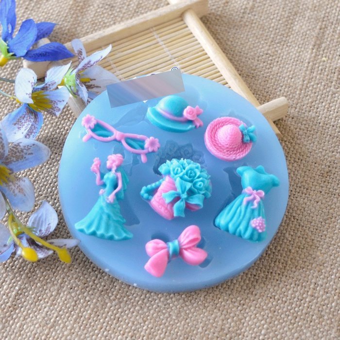 Anyana Bride & Flower & Bowknot & Dress & Hat Silicone Fondant Mold Cake Decorating Pastry Gum Pastry Tool Kitchen... N3