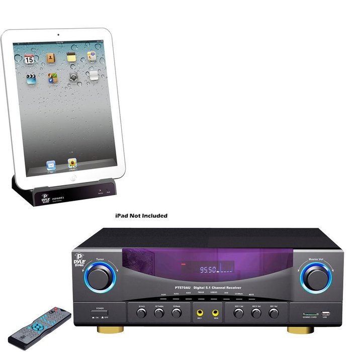 Pyle Stereo Receiver and iPod Dock Package - PT570AU 5.1 channel 350 Watts Build-In AM/FM Radio /USB/SD card Amplifier... N2