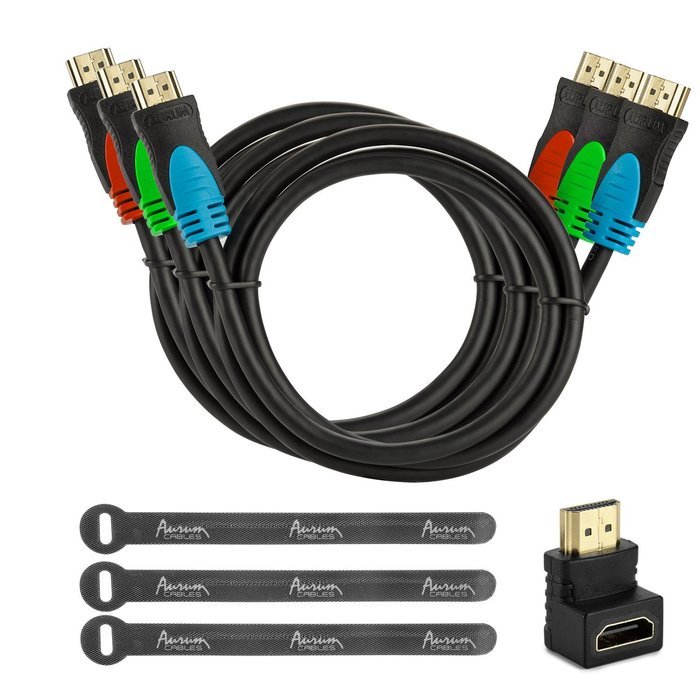 Aurum Cables - Pack of 3 High Speed HDMI Cable 2.0 with Ethernet - Supports 3D & Audio Return Channel [Latest... N8