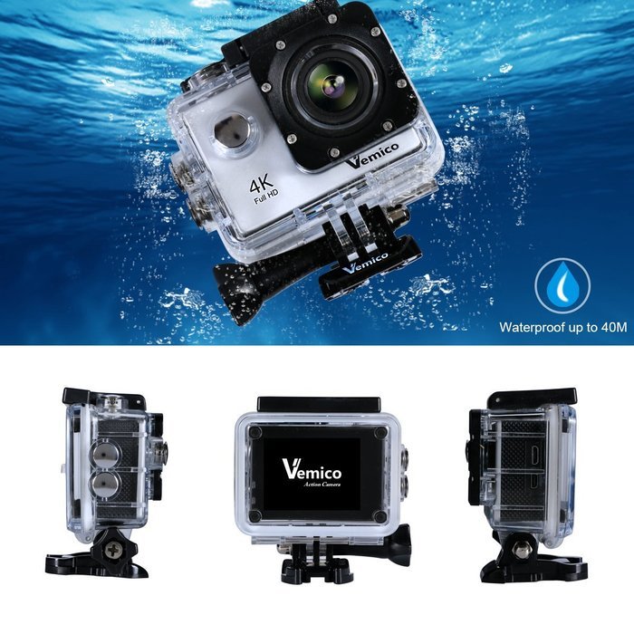Vemico Action Camera 4K30FPS 16MP WIFI 2.0 Inch Screen Waterproof Sports Helmet Cam with Extra 1050 mAh Battery... N10