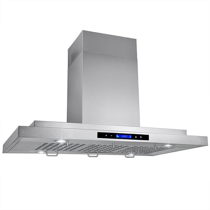 AKDY 36" Stainless Steel Made Island Mount Powerful LED Display Touch Screen Control Cooking Fan Kitchen Range...