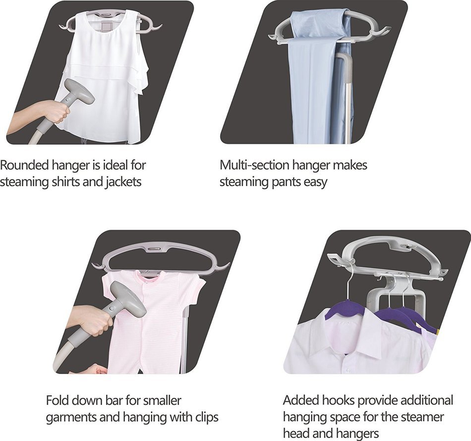 SALAV Professional Series GS42-DJ Black Dual Bar Garment Steamer with Multifunctional Hanger, 1500-watt, Black N12