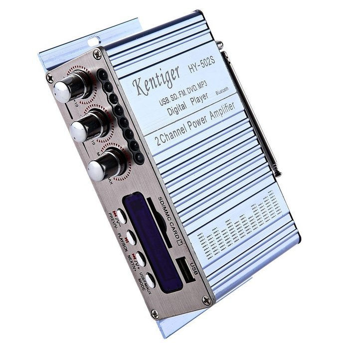Robolife USB Kentiger HY - 502S 2CH Bluetooth Hi-Fi Super Bass Output Power Amplifier with Remote Controller Blue N2
