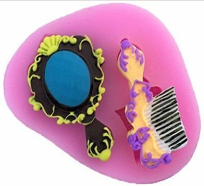 Ornate Mirror & Comb Set Silicone Mold for Fondant, Gum Paste, Chocolate , Crafts