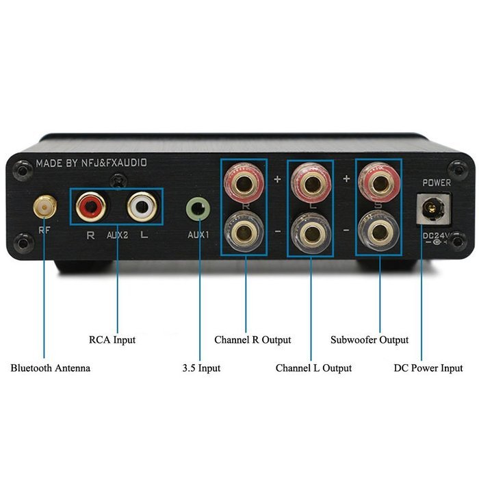 Baitaihem 2.1 Channel Audio Amp Class D 2x50W+100W Subwoofer Home HiFi Amplifier With Bluetooth Input N3