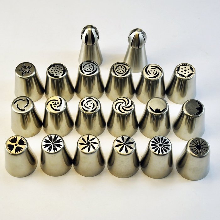 TANGCHU Russian Piping Tips 28PCS/SET Stainless Steel Large Size Icing Syringe Set Ball Nozzles DIY Coupler Nozzle... N7