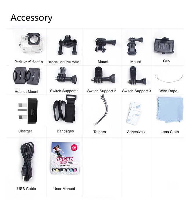B-Noble 2.0 inch WIFI Full HD Sports Camera 30m Waterproof Action DV Camcorder 170 degree Wide Angle Wi-Fi connection... N3