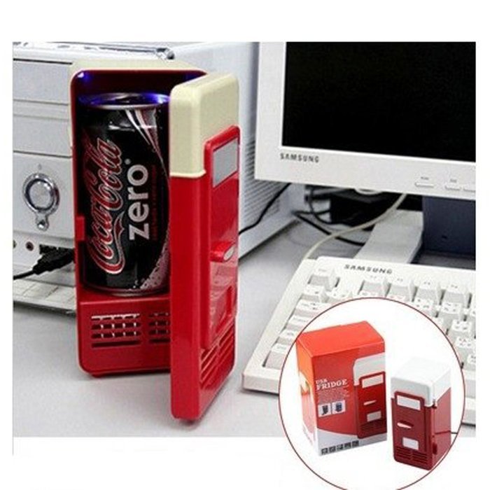 AUDEW Mini USB LED PC Car Refrigerator Fridge Beverage Cola Drink Cans Food Cooler Warmer