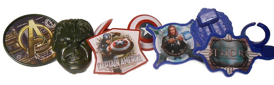 18 Marvel Super Hero Cupcake Ring Toppers - Captain America, Hulk, and Thor Party Cake Decorating Bundle