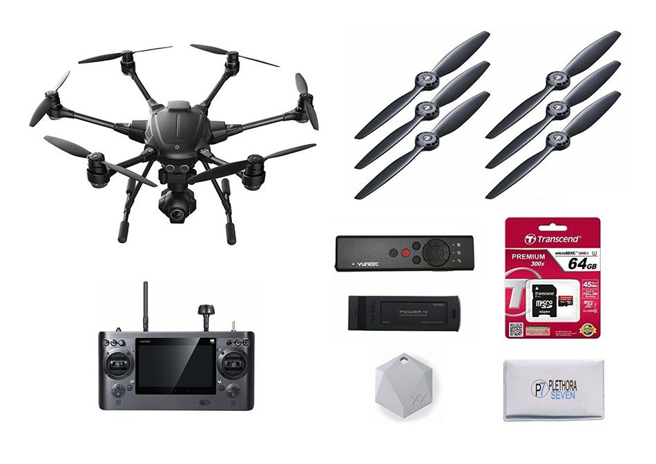 Yuneec Typhoon H Hexacopter Drone Starter Kit - Wizard Wand, 64GB SD Card, Extra Propellers, XY Find It Beacon... N4