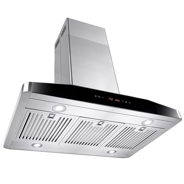AKDY&reg; 36" Kitchen Stainless Steel Island Mount Ductless Range Hood w/ LED Touch Control Panel & Stainless Steel... N5
