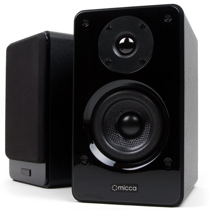 Micca Club 3 Bookshelf Speakers with 3.5-Inch Carbon Fiber Woofer and Silk Dome Tweeter, Black N4