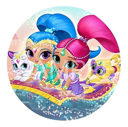 Shimmer & Shine Edible Image Photo Cake Topper Sheet Birthday - 8" Round - 13316