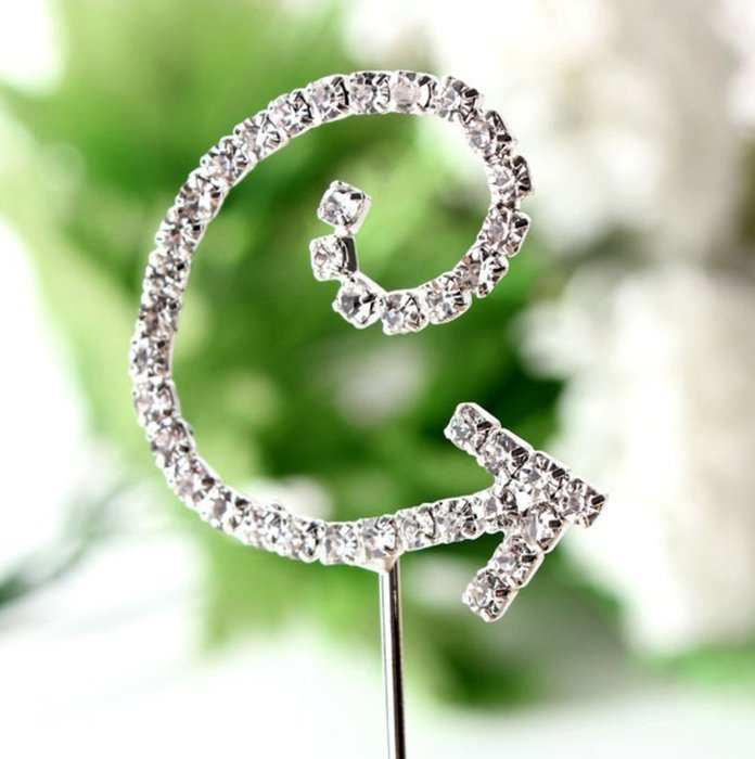 26 English Letters Monogram Decor Crystal Rhinestone Cake Topper Decoration for Birthday Party Wedding - Silver... N17