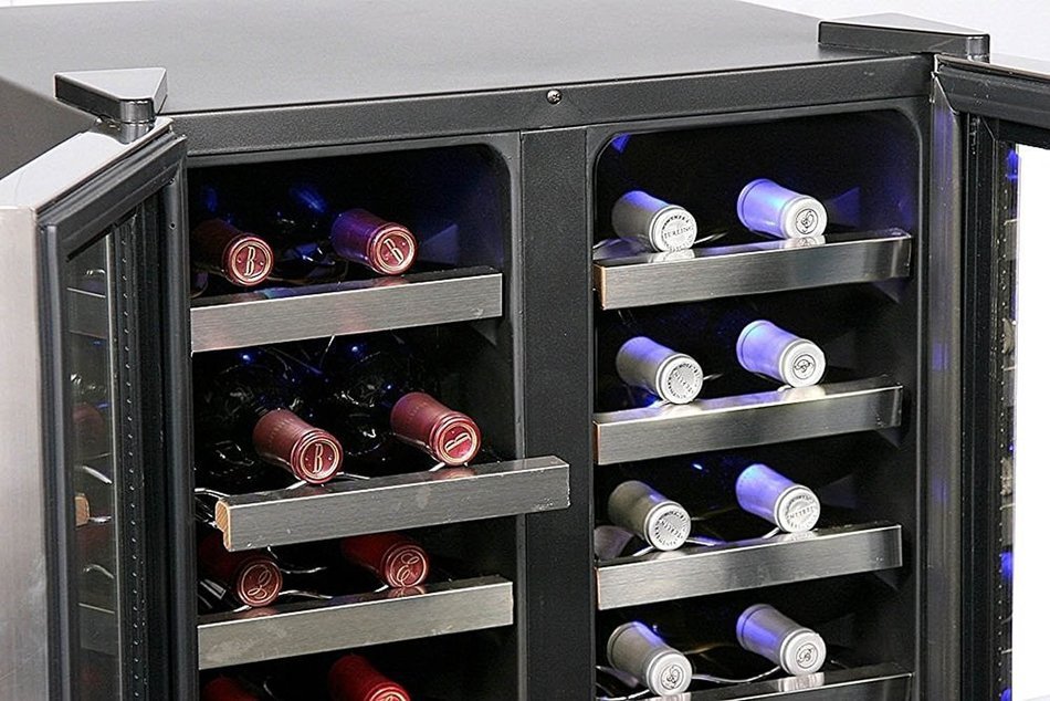 Wine Cooler Dual Zone Whynter 32 Bottle Thermoelectric Cooling System Freestanding Cellar Storage Removable Scalloped... N2