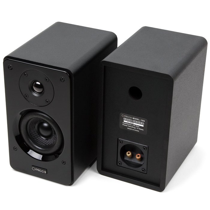 Micca Club 3 Bookshelf Speakers with 3.5-Inch Carbon Fiber Woofer and Silk Dome Tweeter, Black N5