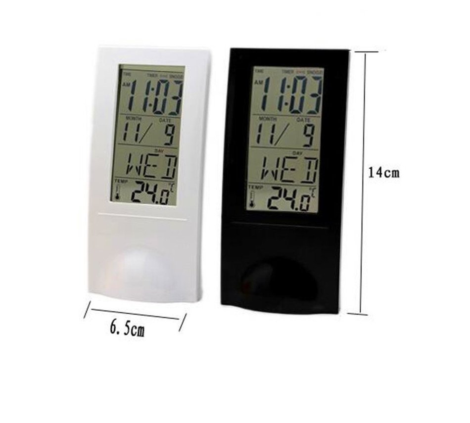 Surborder Shop Digital Alarm Clock Battery Operated with Large Display (Black) N3