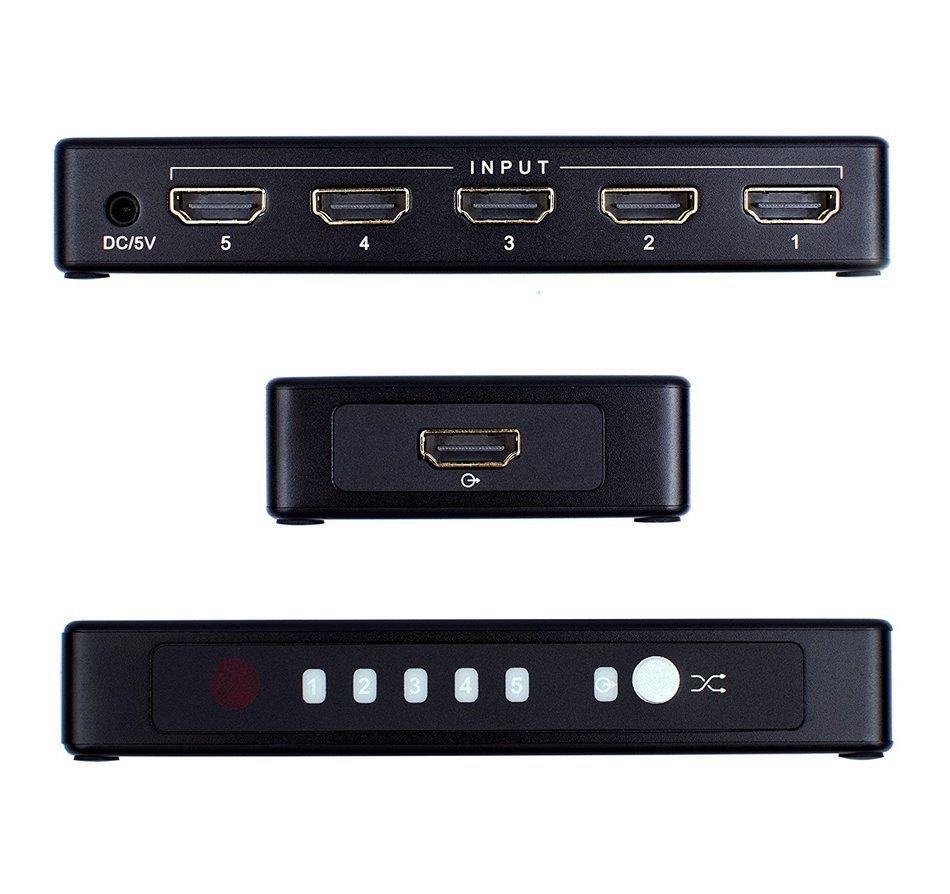 Hdmi Switch Box,Cyelee 4K x 2K 5 in 1 out High Speed 5 Port Switcher with IR Wireless Remote Control,Support 1080P... N2