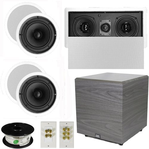 Theater Solutions 5.1 Home Theater 6.5" Speaker Set with Center, 12" Powered Sub and More TS65CL51SET6