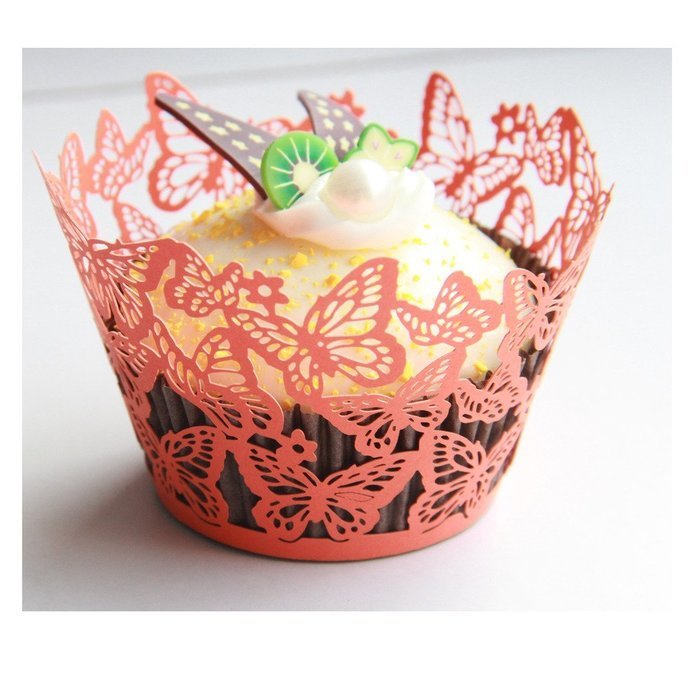 Kuke 24 pcs Dancing Butterfly Laser Cut Cupcake Wrappers Cupcake Liners Muffin Container for Baby Shower Baby...