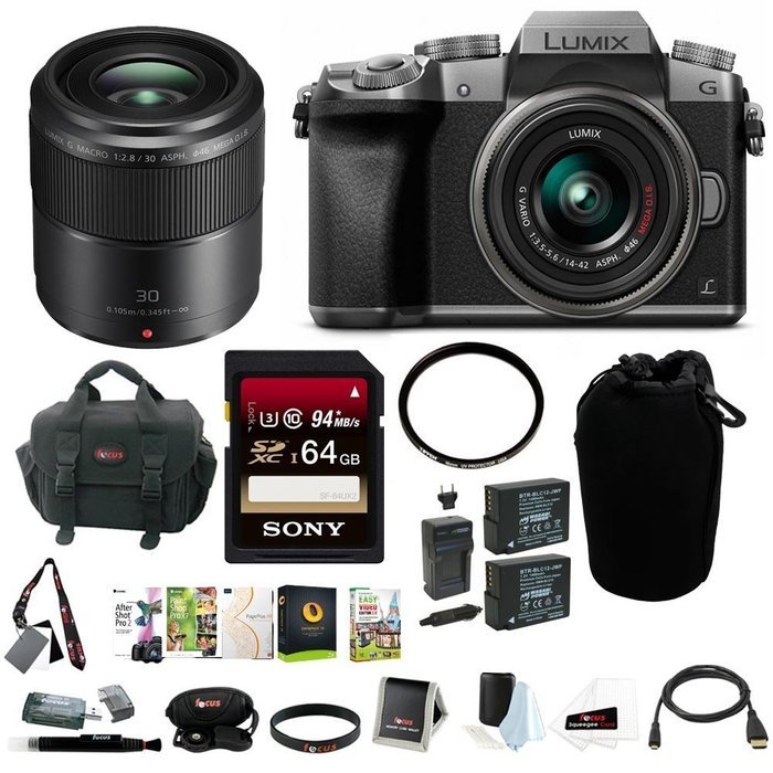 Panasonic Lumix DMC-GKS7 Mirrorless Digital Camera w/ 14-42mm f/3.5-5.6 &Panasonic LUMIX G MACRO 30mm / F2.8 ASPH...