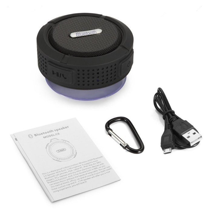 Portable Waterproof outdoor wireless stereo Bluetooth 3.0 Shower speaker With Mini USB Connection (Black) N2