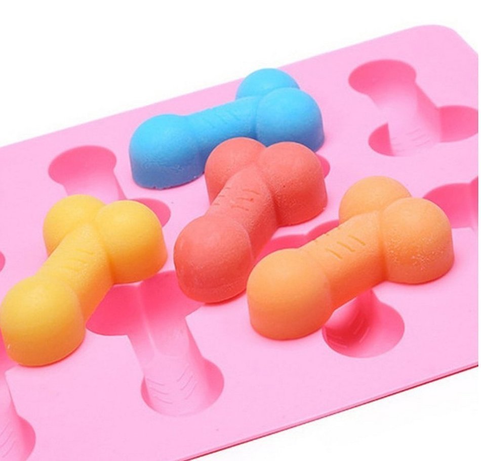 CountyLinen Penis Cake Chocolate Mold Silicone Ice Cube Soap Tray Mold for Bachelorette Party Favors, 3 Pack