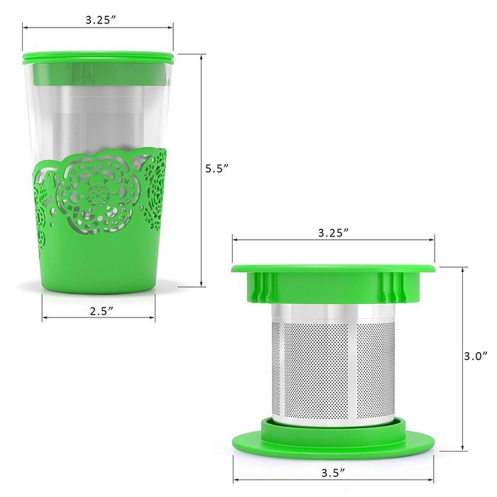 Silibake Loose Leaf Tea Infuser Brewing System Cup with Removable Stainless Steel Steeper Strainer Basket N16