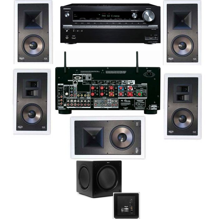 Klipsch KL-7800-THX 5.1 In-Wall-SW-310-Onkyo TX-NR838 7.2 Channel- White