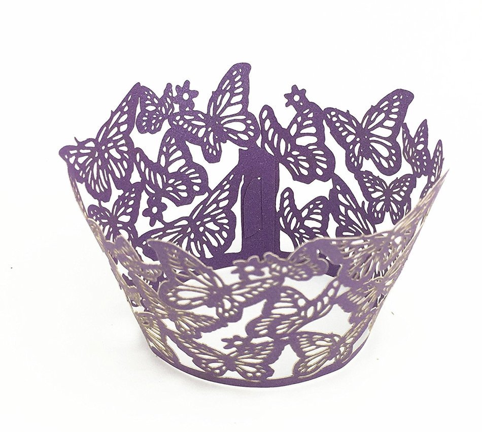 Yansanido 12 set pink Filigree Artistic Bake Little Vine Lace Laser Cut Cupcake Wrapper Cup Muffin Case Trays... N33