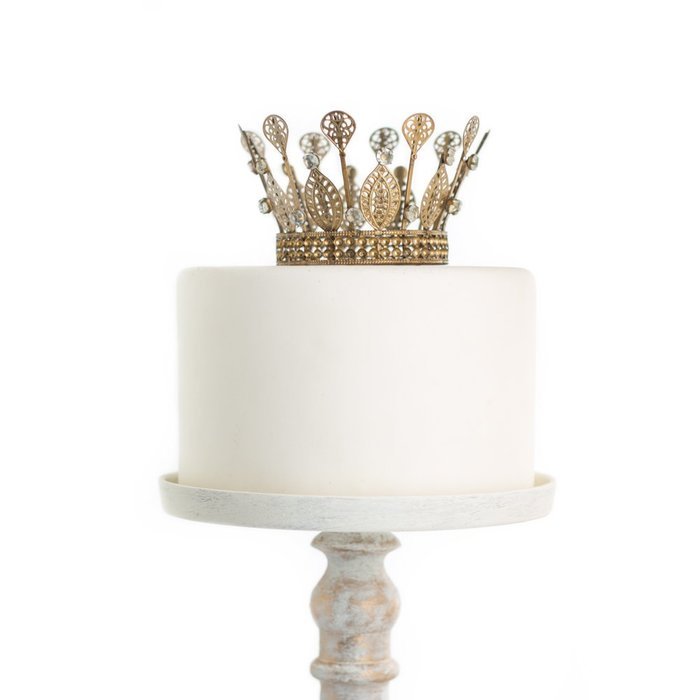Gold Crown Cake Topper, Rhinestone Crown, Small Gold Wedding Cake Top, Princess Cake, The Queen of Crowns (Gold...