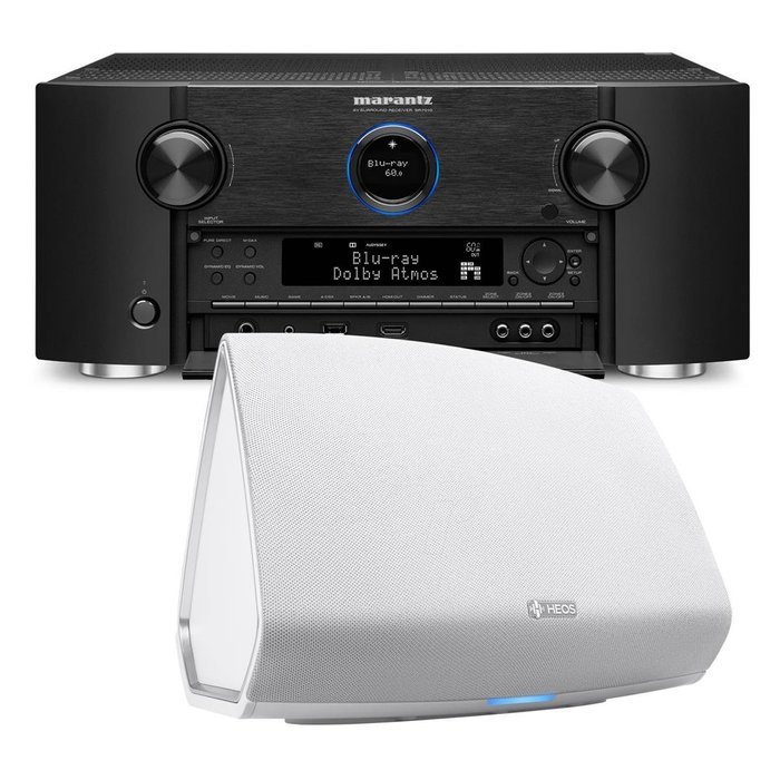 Marantz SR7011 9.2 Channel Full 4K Ultra HD AV Surround Receiver with Bluetooth and Wi-Fi with Denon HEOS 5 Four-Driver... N4