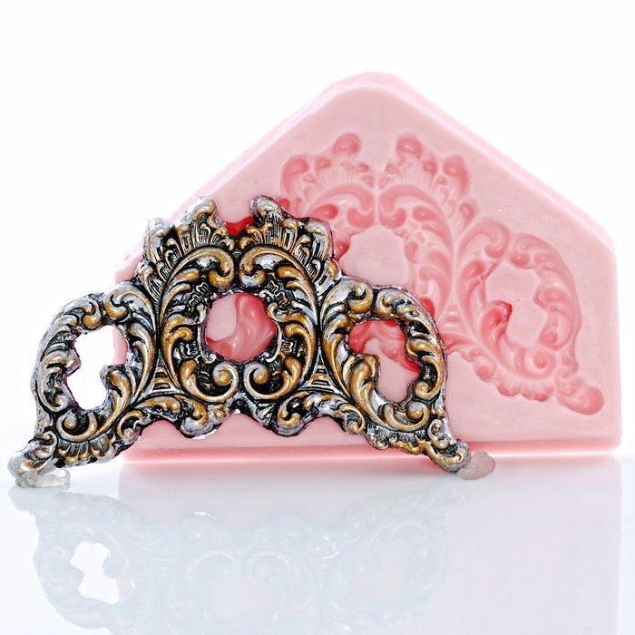 Victorian Filigree Scroll Work Silicone Mold Food Safe Fondant, Gum Paste, Resin, Polymer Clay, Craft, Jewelry... N6