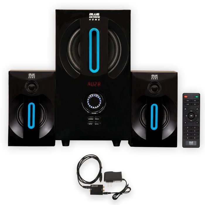 Blue Octave B22 Home 2.1 Powered Speaker System with FM Tuner USB/SD and Optical Input N2