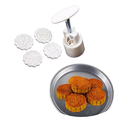 Shenglong Mid-Autumn Festival Hand-Pressure Moon Cake Mould With 12 Pcs Mode Pattern For 4 Sets