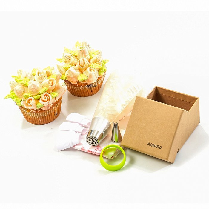 Russian Piping Tips Set | Reusable Cake Decorating Icing Supplies | 10 Disposable Large Frosting Pastry Bags &... N5