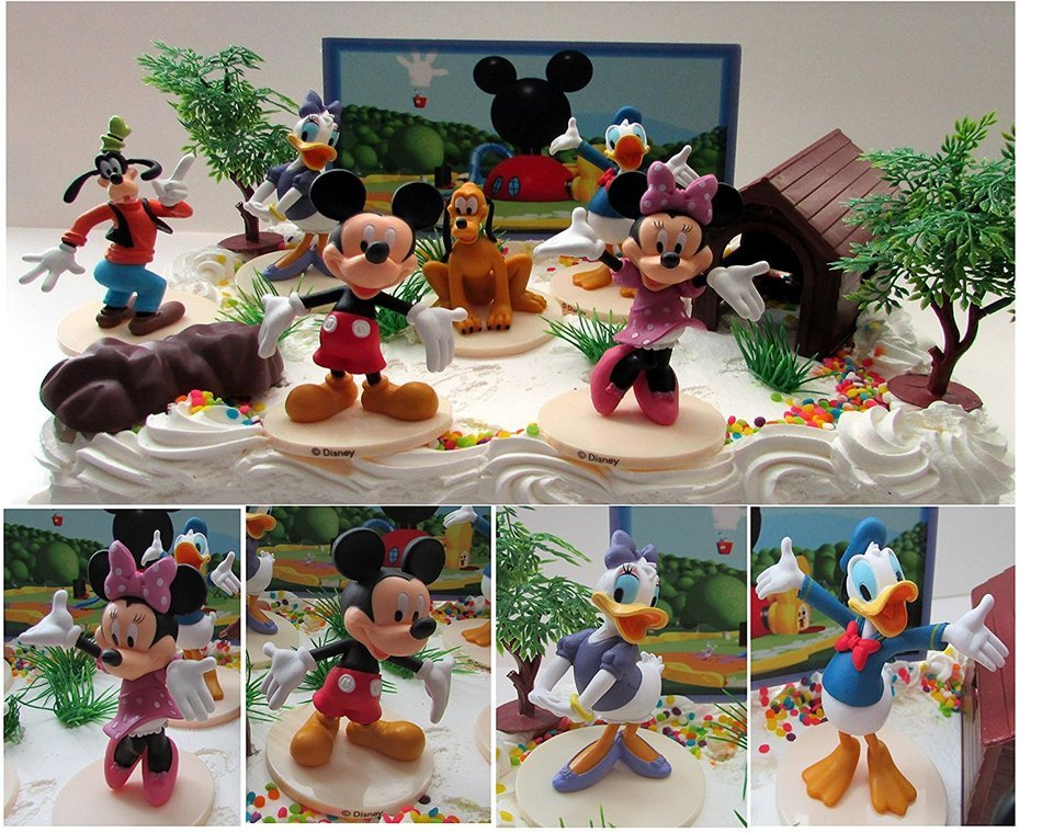 Mickey Mouse Clubhouse Birthday Cake Topper Featuring Mickey Mouse, Minnie Mouse, Donald Duck, Daisy Duck, Goofy... N4