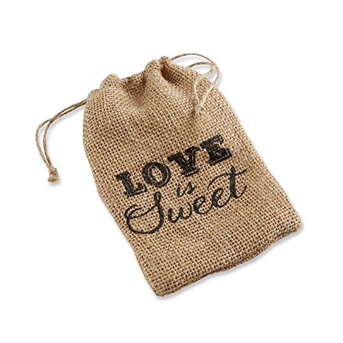 "Love Is Sweet" Burlap Drawstring Favor Bag,candy Bag Wedding Favor Wedding Decoration Set of 24pcs