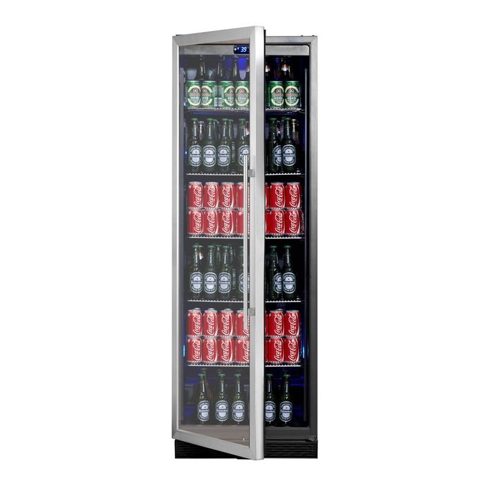 KingsBottle 450 Can Beverage Cooler, Stainless Steel with Glass Door N5