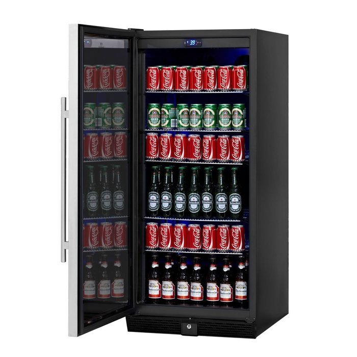 KingsBottle 450 Can Beverage Cooler, Stainless Steel with Glass Door N6