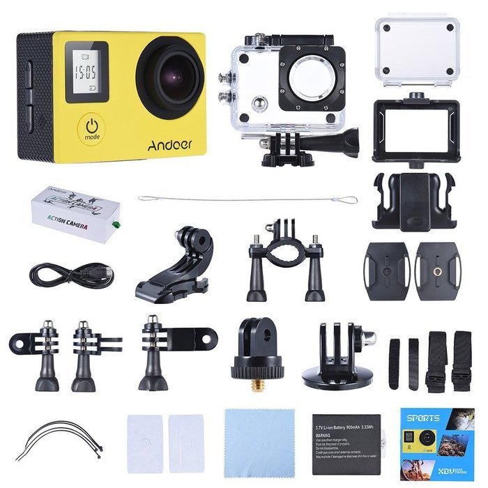 Andoer 4K 30fps/1080P 60fps Full HD 16MP Action Camera Waterproof 30m WiFi 2.0"LCD Sports Helmet Bike DV Cam Camcorder... N26