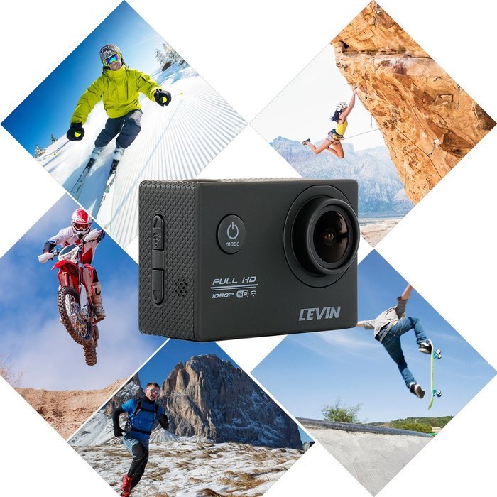 Sports Camera, Levin Action Camera 2.0 Inch 170 Degree Ultra-wide Angle Lens Full HD 1080p 12MP WiFi Remote Control... N7