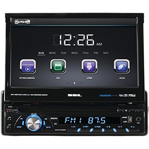 SOUNDSTORM SD726MB 7" Single-DIN In-Dash DVD Receiver with Motorized Touchscreen Digital TFT...