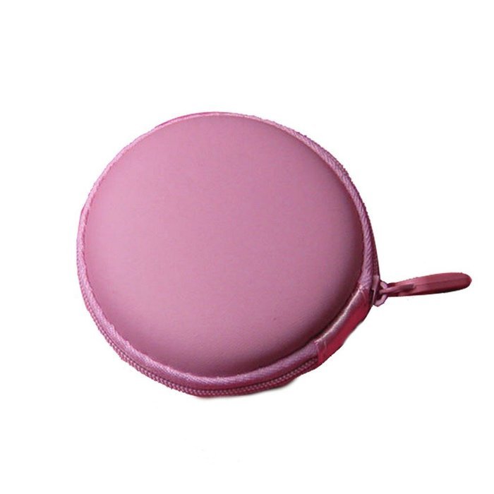 DZT1968&reg; Storage Case Bag for Earphone Headphone SD TF Cards Colourful Portable Mini Round Hard (Pink)