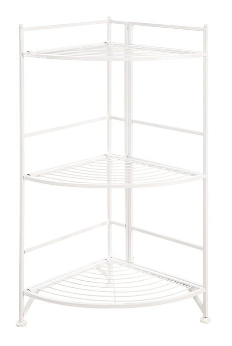 Convenience Concepts Designs-2-Go 3-Tier Folding Metal Corner Shelf, White N4