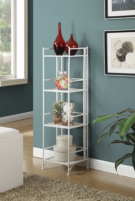 Convenience Concepts Designs-2-Go 3-Tier Folding Metal Corner Shelf, White N8