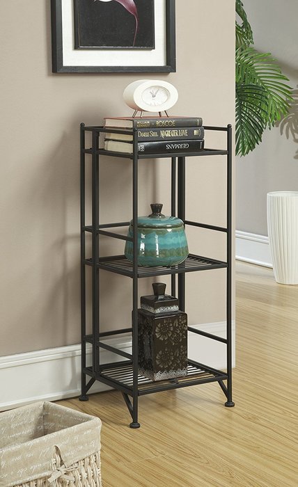 Convenience Concepts Designs-2-Go 3-Tier Folding Metal Corner Shelf, White N11